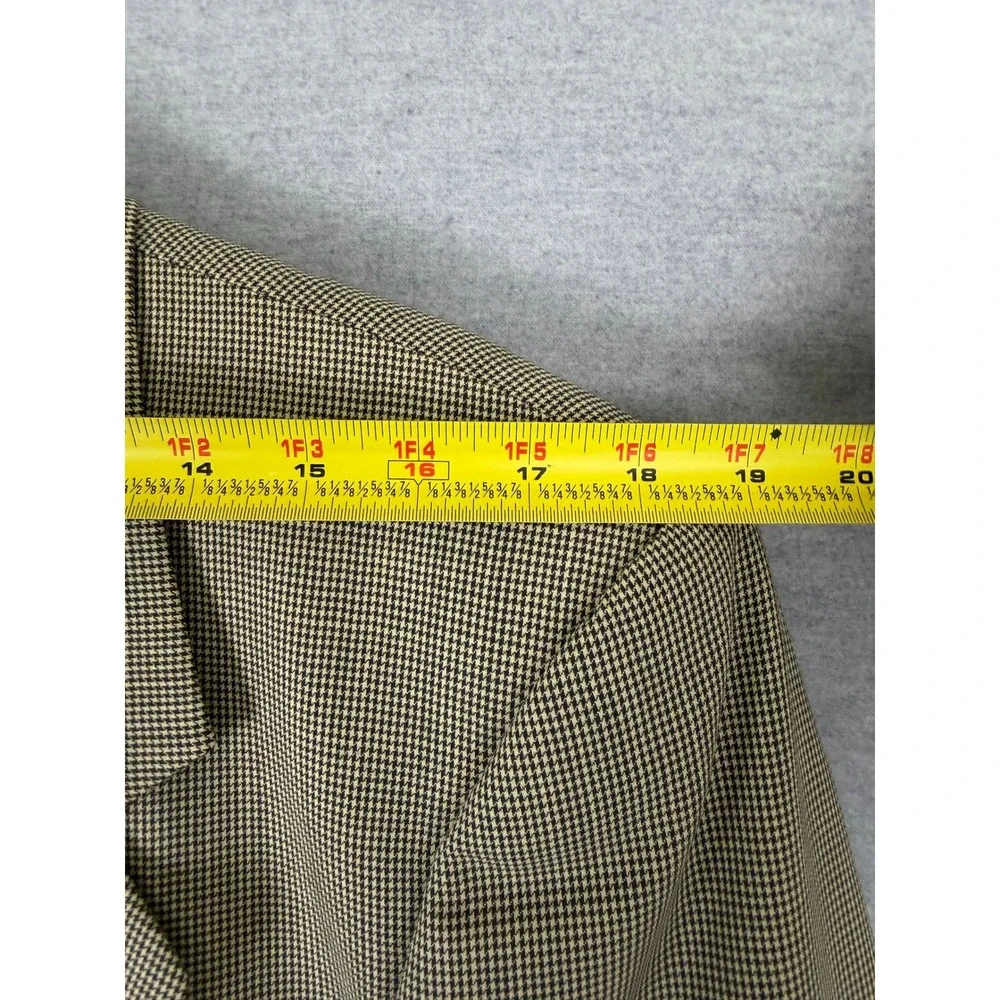Valentino Uomo Mens 2 Piece Suit 42R 36x25.5 Tan‎ Houndstooth Blazer Pleated 80s